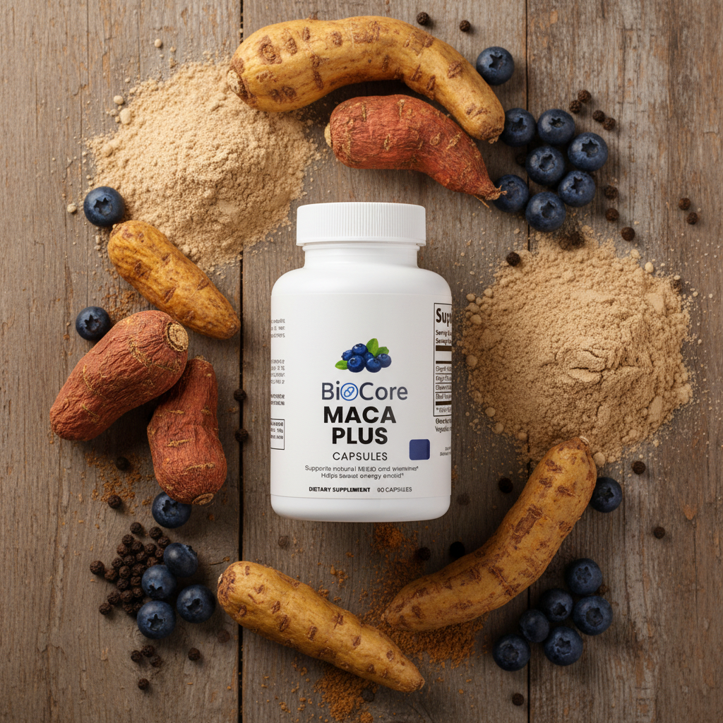 Maca Plus Flat Lay