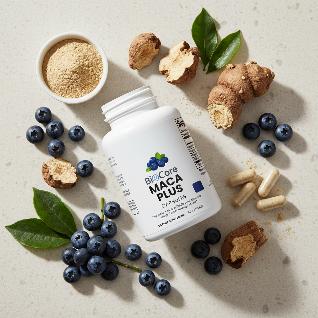 Maca Plus Flat Lay